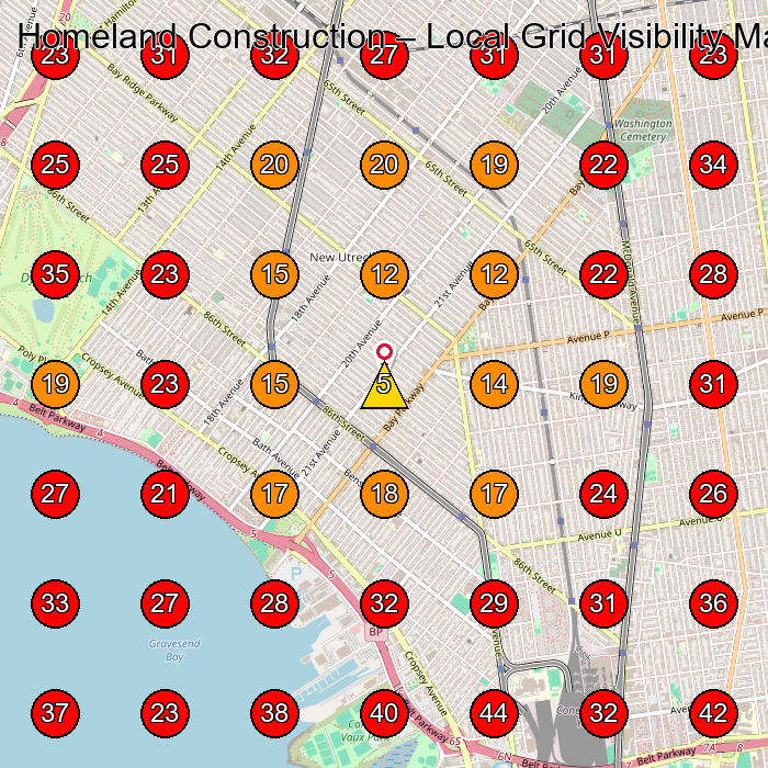 Homeland Construction GeoGrid visibility map for Concrete Contractor in Brooklyn